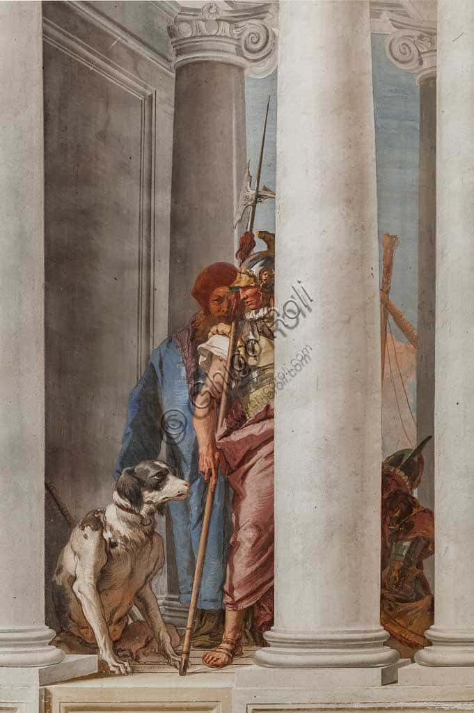Tiepolo Fresco 1757: Soldier and Dog from The Greek Fleet at Aulis