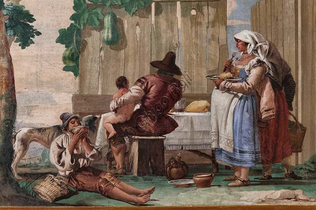 Affresco 'La famiglia dei contadini a mensa' di Giandomenico Tiepolo a Vicenza