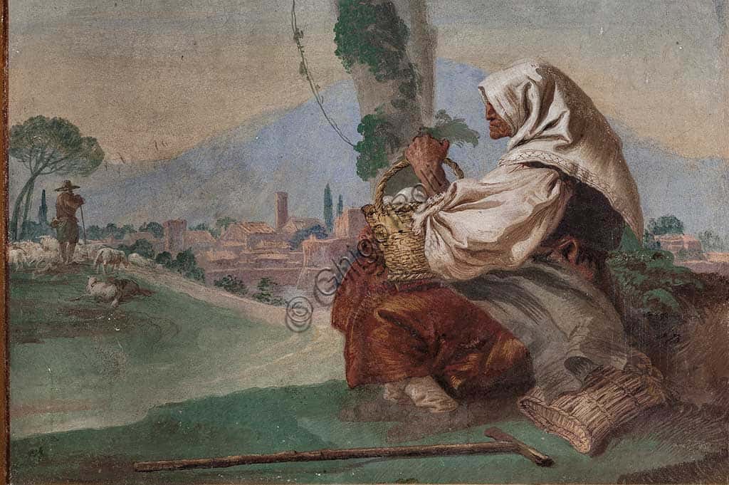 Landscape with a Sitting Peasant: Tiepolo Fresco at Villa Valmarana ai Nani