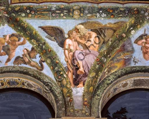 Fresco of Jupiter and Cupid by Giulio Romano and Raphael in Villa Farnesina