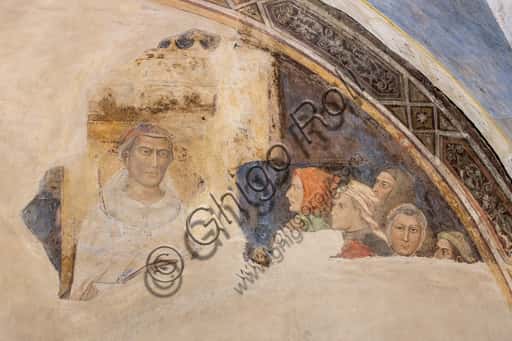 Frescoed Lunette by Jacopo di Cione with Saint Figure in Florence