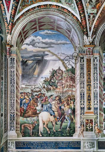 Affresco di Pinturicchio: Enea Silvio al Concilio di Basilea