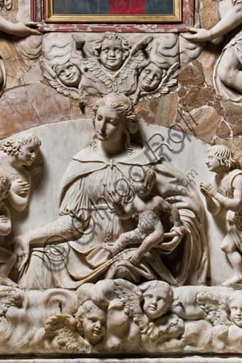 Marble Altar of the Madonna with Child and Infant St. John in Genoa Cathedral
