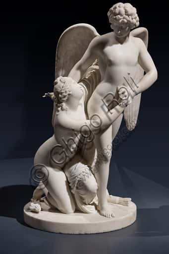 Cupid and Psyche: Neoclassical Carrara Marble Sculpture by Johan Tobias Sergel