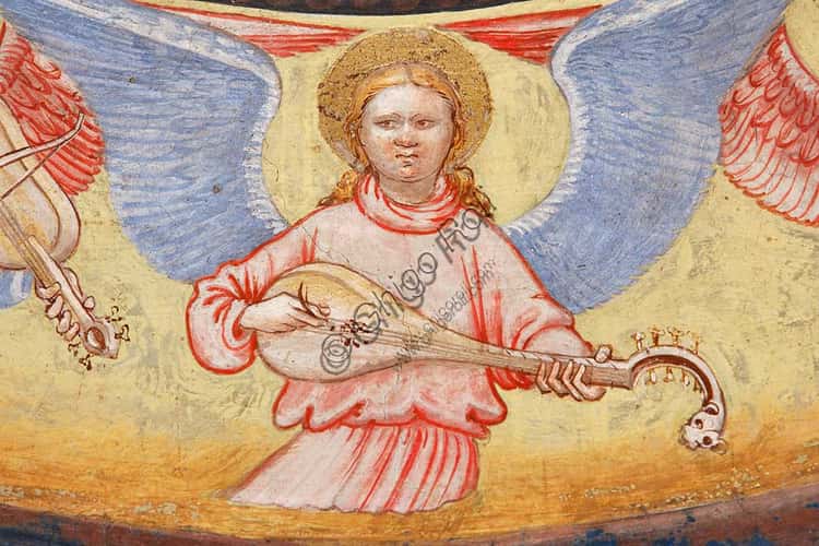 Angelo musicante su strumento a corde nell'Ascensione di Cristo a Vignola