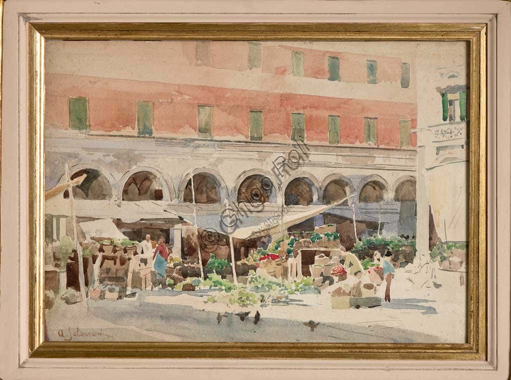Arte Italiana: 'Mercato della Frutta' di Arcangelo Salvarani