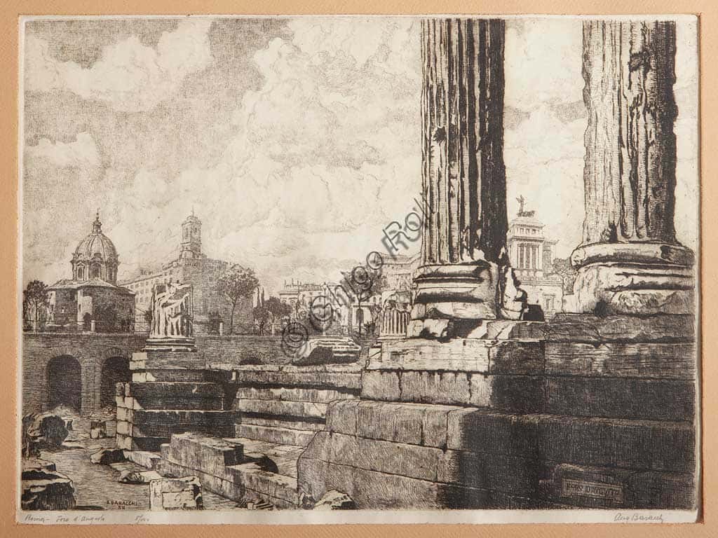 Augusto Baracchi, 'Roma, Il Foro di Augusto': Acquaforte Storica