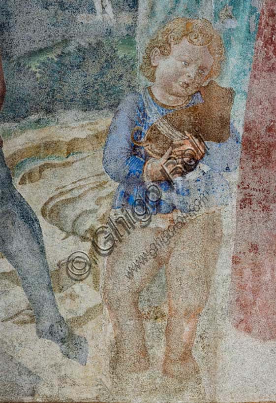 Bambino con cagnolino nell'affresco della Torre di Babele, Pisa