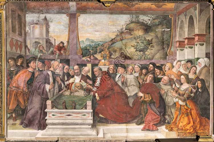 Il Cardinale Guido di Monfort apre l'Arca di Sant'Antonio, affresco del Montagna