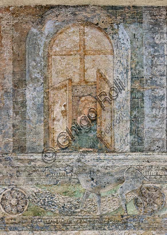 Fresco by Benozzo Gozzoli: Joseph at the Court of Pharaoh – Detail with Woman at a Window, Pisa Monumental Cemetery