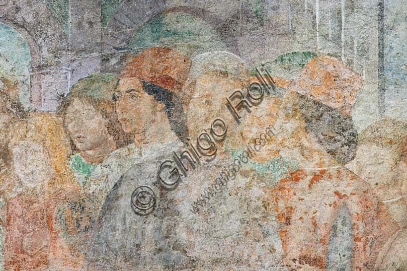 Fresco by Benozzo Gozzoli at Pisa Monumental Cemetery: Joseph at the Court of Pharaoh, detail with a group of men
