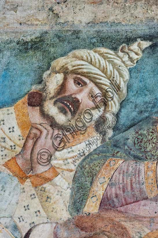 Buonamico Buffalmacco, Giudizio Universale: particolare del personaggio regale con turbante