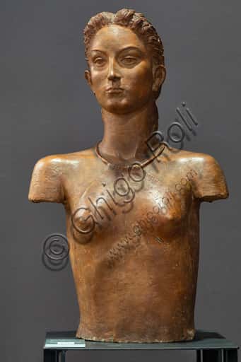 Bust of Young Girl in Earthenware by Libero Andreotti at the Labirinto della Masone