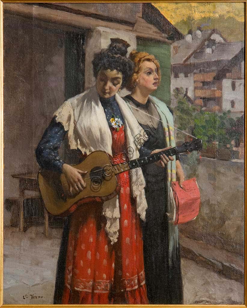 Camillo Verno, Grape Festival in Chambave: Oil Painting