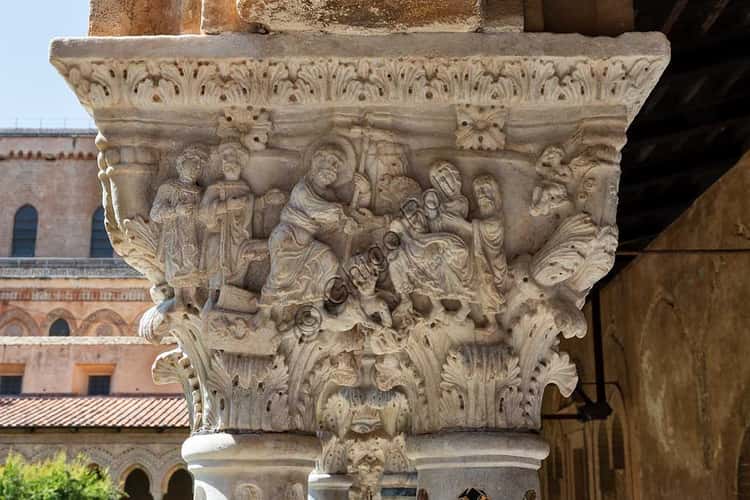 Capital E24 at Monreale Cloister: Resurrection of Christ and Harrowing of Hell