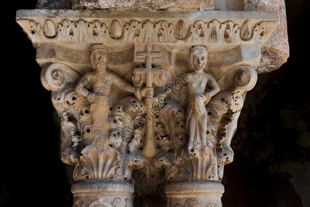 Capital N1 of Monreale Cloister: Constantine and Helen
