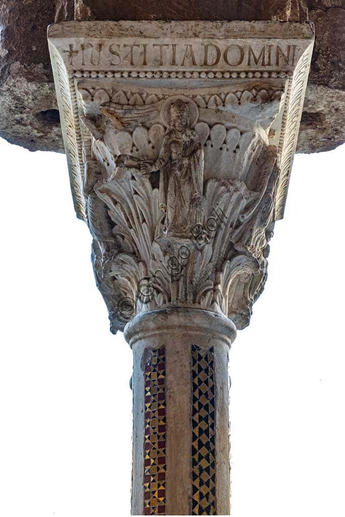 Capital W8 in Monreale Cloister: The Allegory of Justice of William II