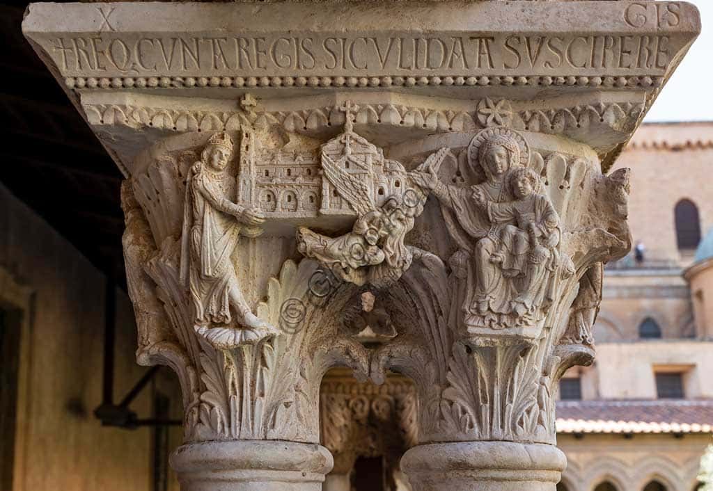 Capital W8 of Monreale Cathedral: William II Offering the Cathedral