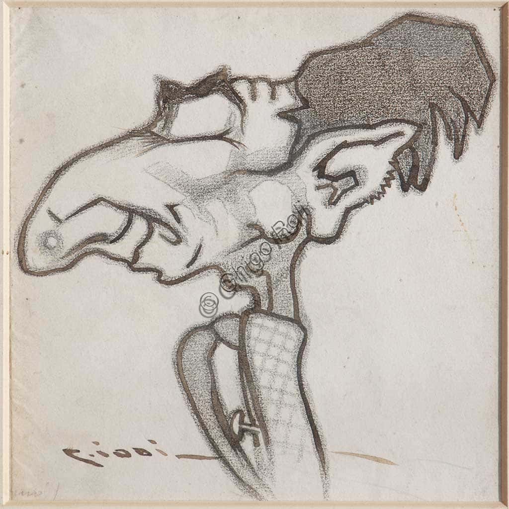 Casimiro Jodi's 'The Painter Giovannini': Ink and Charcoal Drawing
