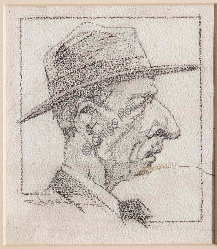Drawing by Casimiro Jodi: A Man wearing a Hat - Pencil on paper