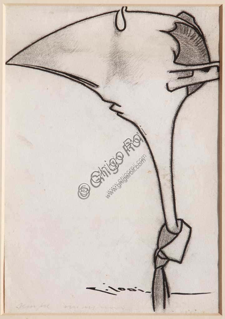 Casimiro Jodi - A Man wearing a Tie: Ink and Charcoal Drawing