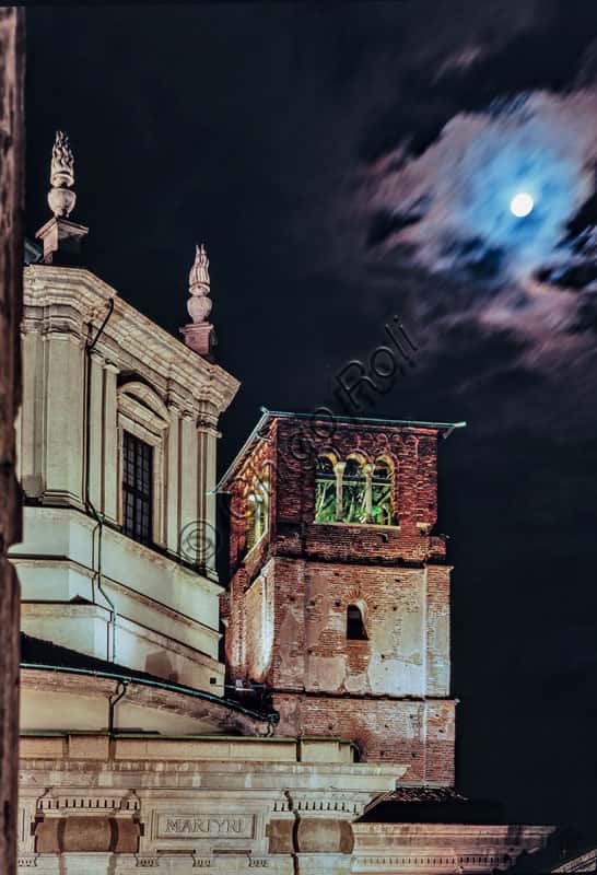Dome and Bell Tower of S. Lorenzo Maggiore: Night View in Milan