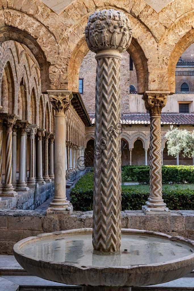 Monreale Cathedral Cloister: The Fountain and Norman Architecture