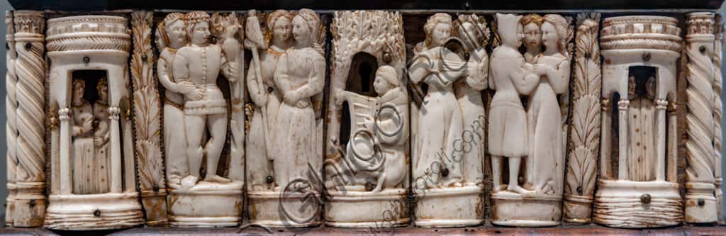 Medieval Bone Casket with Musician and Paired Figures | Tosio Martinengo, Brescia