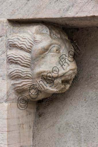 Marble Lion Head Sculpture on Bormio Church Portal | Romanesque Art