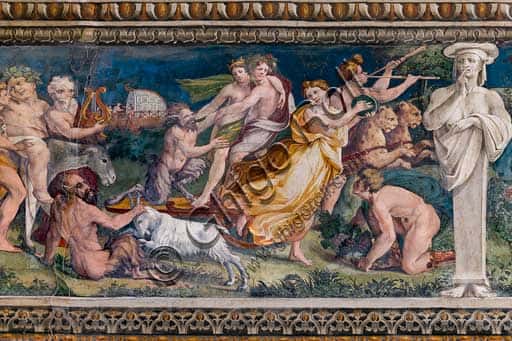 Bacco e Arianna: il corteo dionisiaco nella Sala delle Prospettive di Villa Farnesina