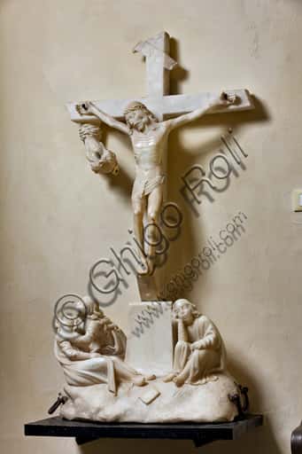 Processional White Marble Crucifix in the Baptistery of St. Lawrence Cathedral, Genoa