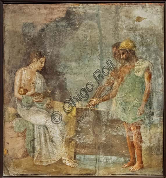 Danae and Perseus, Fresco from the House of the Epigrams in Pompeii