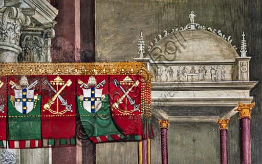 Baldachin Detail with Piccolomini Emblem & Papal Keys by Pinturicchio