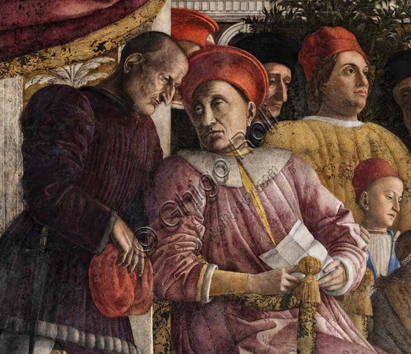 Bridal Chamber by Mantegna: Ludovico II Gonzaga, His Secretary, Alberti, and Gianfrancesco
