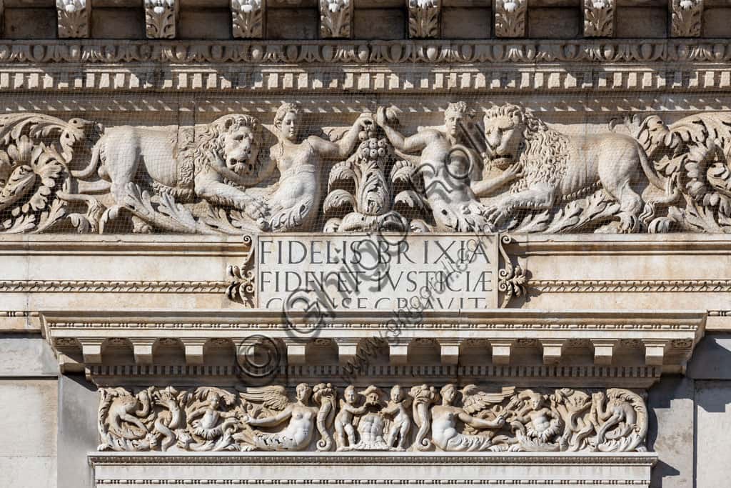 White Botticino Marble Facade of Palazzo della Loggia, Brescia