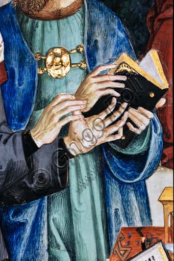 Pinturicchio Fresco in Piccolomini Library: The Ambassador's Hands and Book