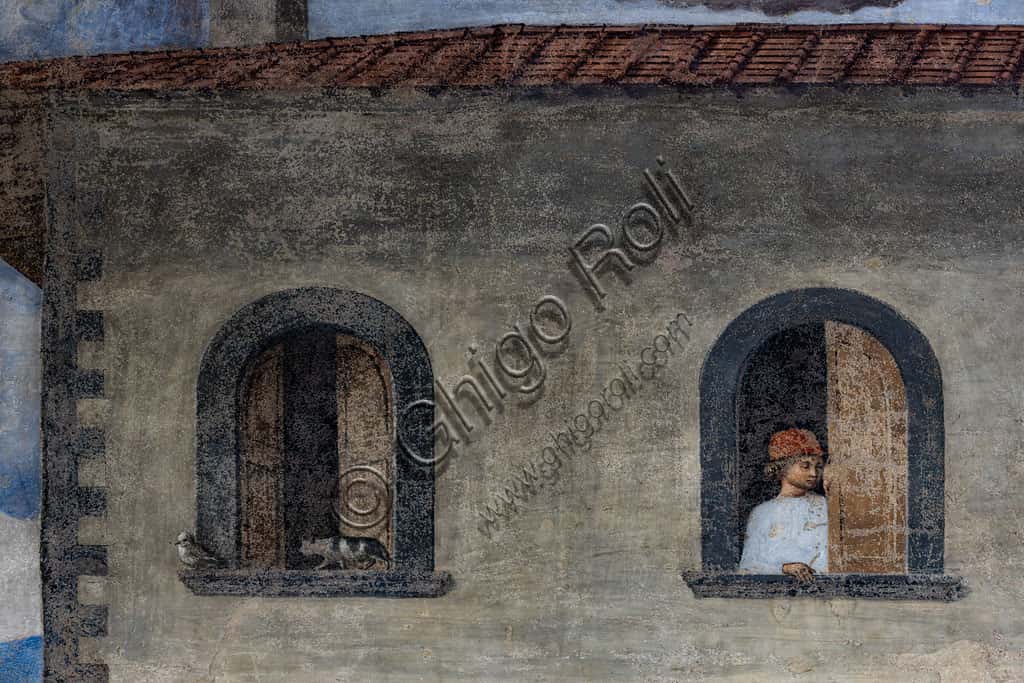Dettaglio Finestre con Gatto e Uomo: Affresco di Cosimo Rosselli, Firenze