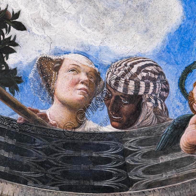 Oculus in the Camera degli Sposi: Court Lady and Maidservant by Mantegna