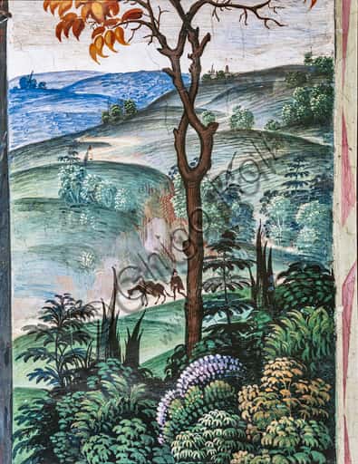 Landscape Detail by Pinturicchio: Trees and Hills in the Piccolomini Library