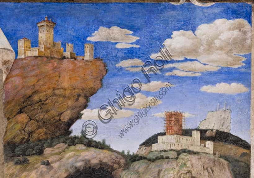 Landscape with Castles in Mantegna's Camera Picta Fresco