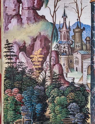 Landscape with Turreted Fortress in Pinturicchio's Fresco: Detail