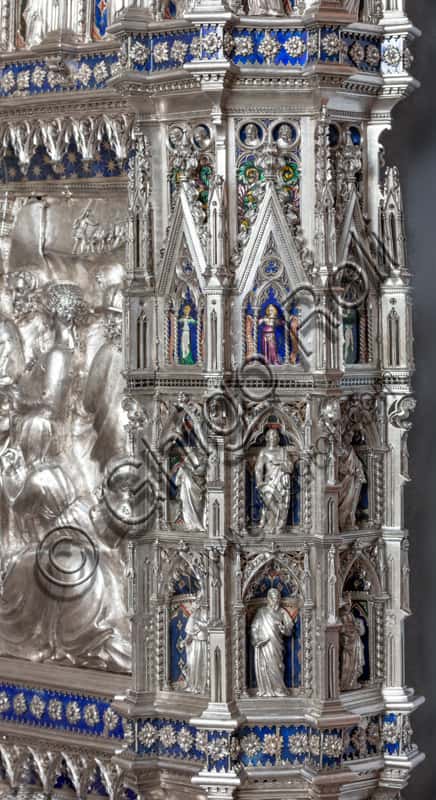 Silver Altar of St. John's Treasure: Detail of the Corner Pillar with Saints