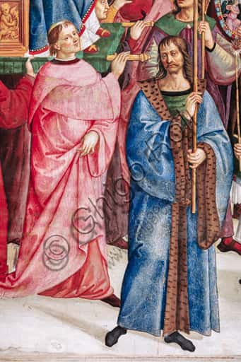 Pinturicchio Fresco Detail: Cardinal with Chair and Papal Canopy Bearer