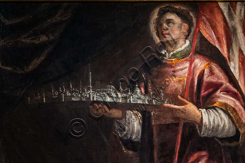 St. Vincent with Model of Vicenza: Painting by Francesco Maffei