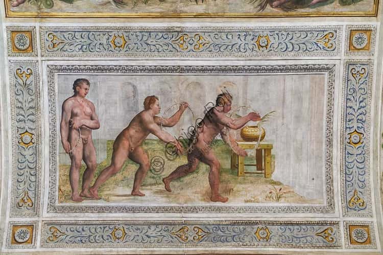 Affresco 'Il gioco dei cerchi con tintinnabuli' di Pirro Ligorio al Castello Estense