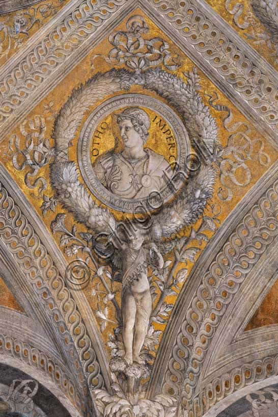 Vault of the Bridal Chamber by Mantegna: Lozenge with Emperor Otho