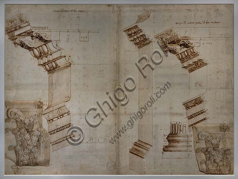 Andrea Palladio's Drawing: Elements of the Temple of Minerva and Forum of Nerva