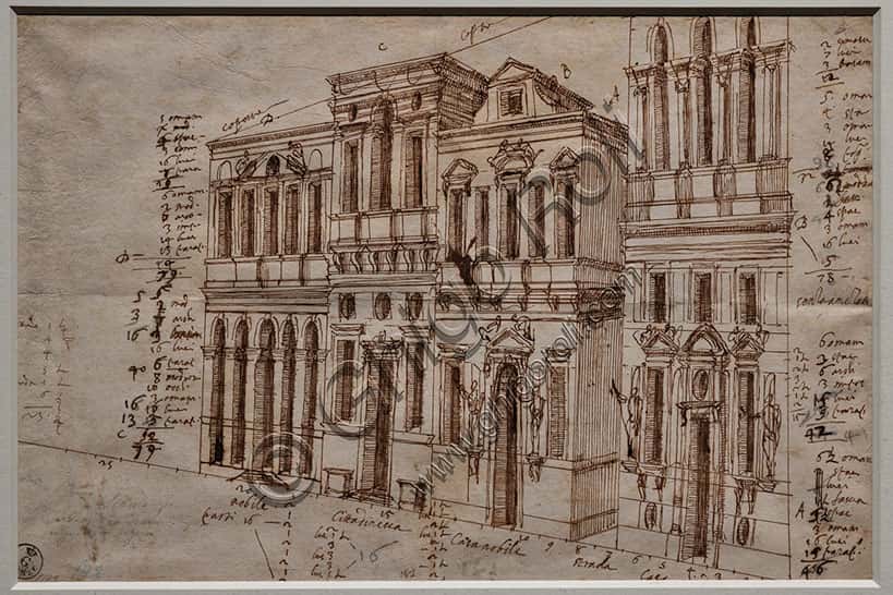 Architectural Drawing of the Olympic Theatre in Vicenza by Scamozzi (1584)