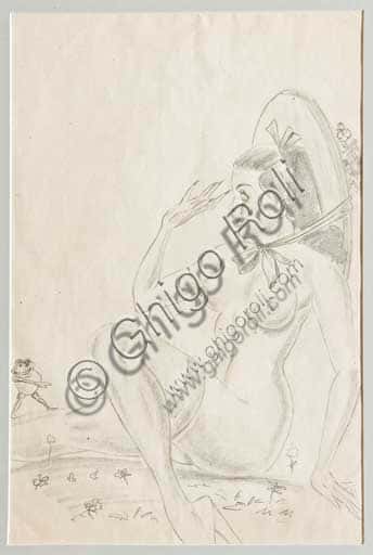 'Spring' vintage pencil drawing by Mario Molinari