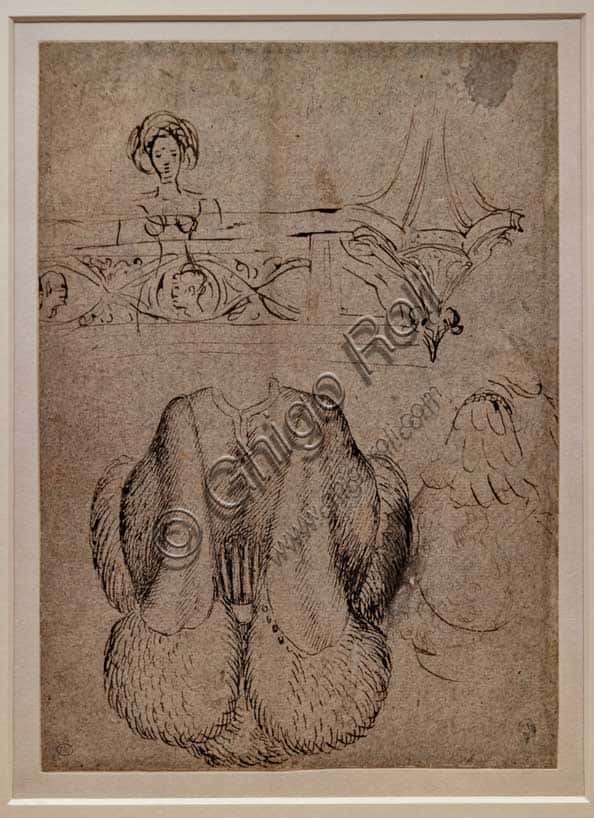 Pisanello Drawing: Woman at a Parapet and Renaissance Clothing Studies